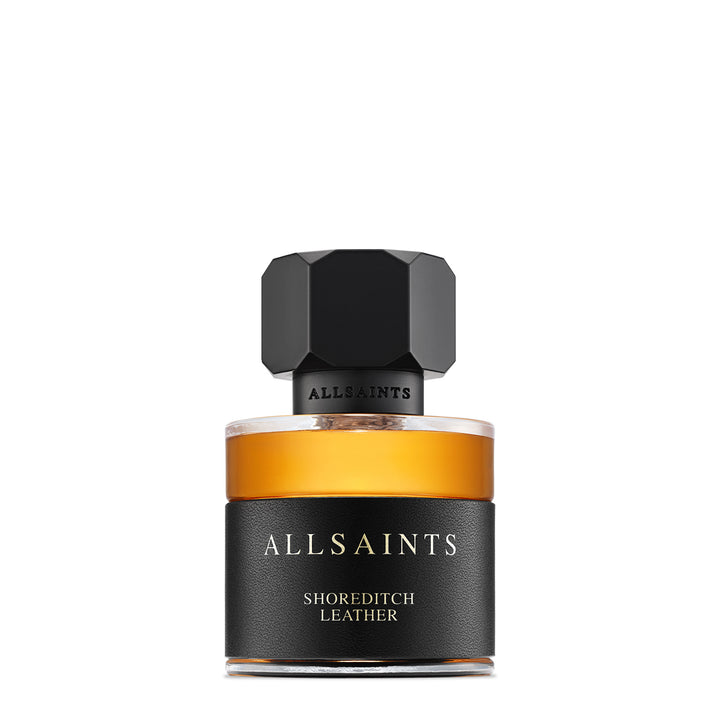 AllSaints Shoreditch Leather perfume bottle on a white background