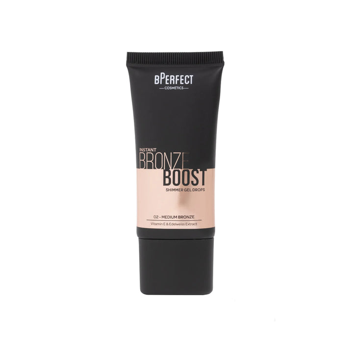 Tube of BPerfect Instant Bronze Boost gel drops on a white background