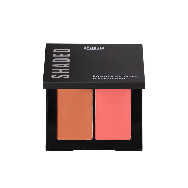 BPerfect Cosmetics Shaded Powder Bronzer & Blush Duo packaging on a white background