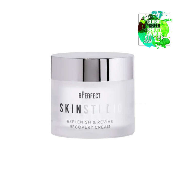 BPerfect Skin Studio cream jar with silver lid on a white background
