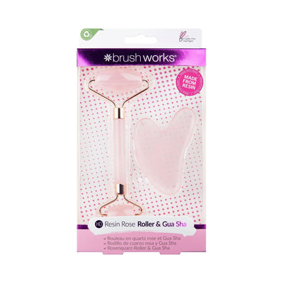 Brushworks - Rose Quartz Resin Roller and Gua Sha