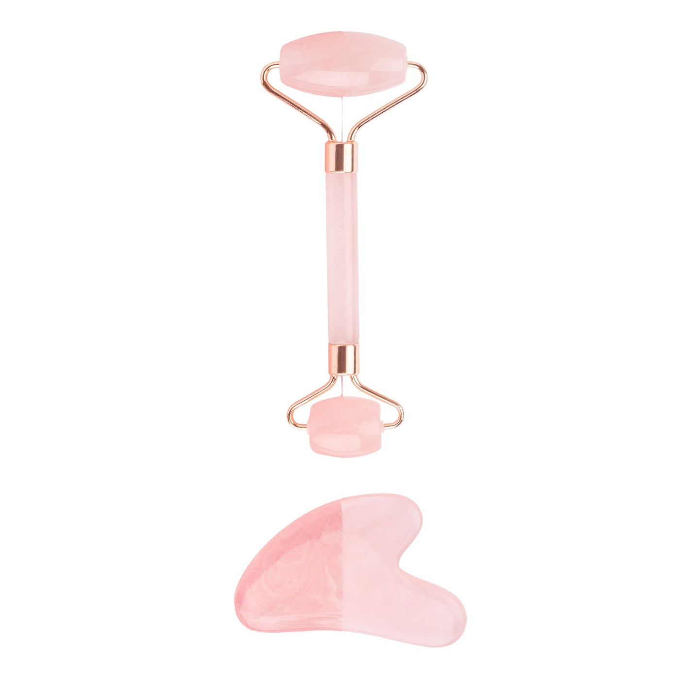 Brushworks - Rose Quartz Resin Roller and Gua Sha