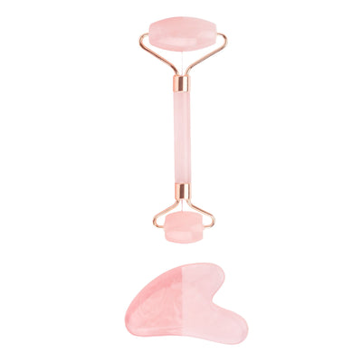 Brushworks - Rose Quartz Resin Roller and Gua Sha